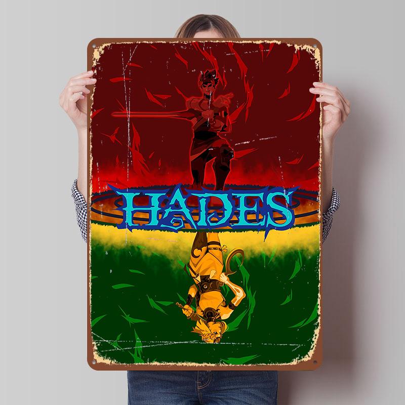 Hades Game Character Art Tin Poster Customized Retro Wall Art Vintage Metal Signs for Room Decoration At Home Garage Decorations