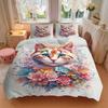 3pcs Charming Cat Quilt Cover Set (1 Quilt Cover + 2 Pillowcases Without Pillow Core), High-Definition Printing for Home and Dormitory.M031