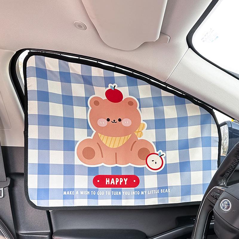 Cute Cartoon Car Sunshade - Heat Insulating Window Curtains for Summer