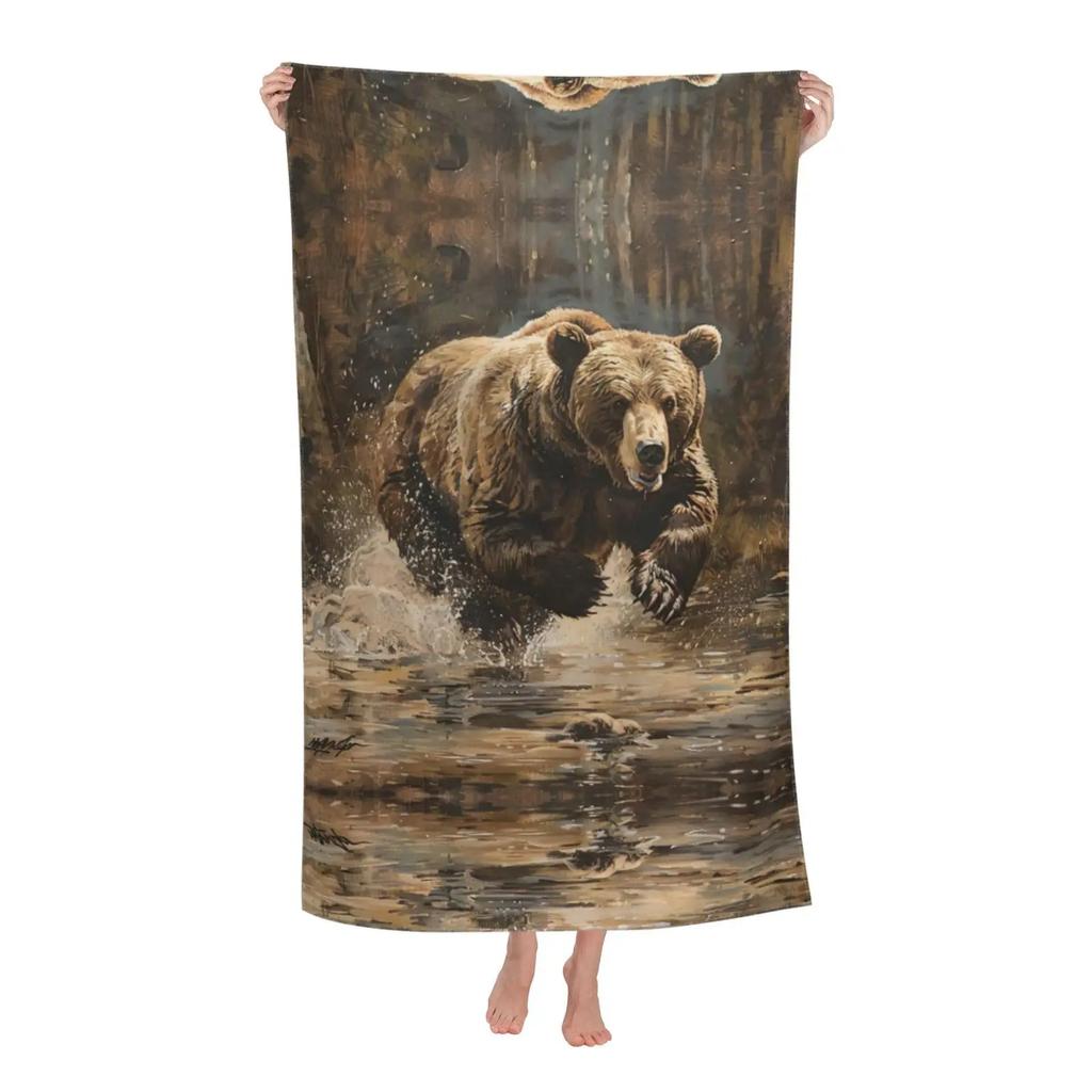 Bear Pattern Beach Towels Quick Dry Oversized Beach Blanket Sand Free Travel Swimming Yoga Bath Towel For Adults And Kids