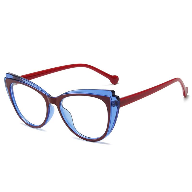 Retro TR90 Double Color Cat Eye Women Glasses Frame Fashion Pink Clear Anti-Blue Light Optical Men Eyewear Frame