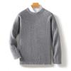 Men's Wool Sweater 2024: Autumn/Winter Business Round Neck, Loose 7-Stitch, Thickened Slanted Shoulder, Vertical Stripe Knit Base Layer.