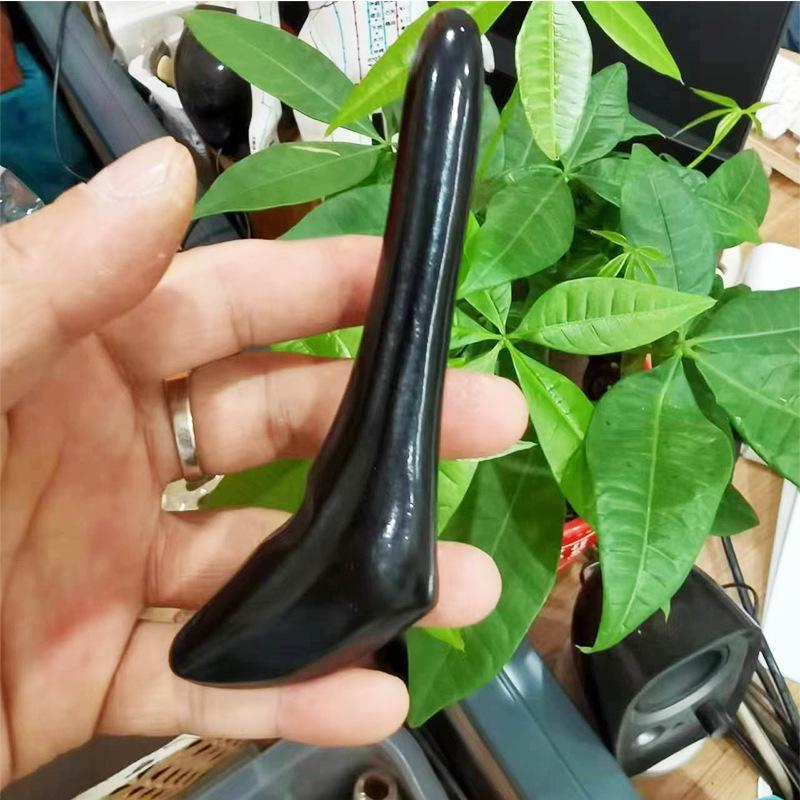 Black Buffalo Horn Meridian Stick: Acupuncture Pen, Facial Scraping Tool, Eye Massage Stick for Dark Circles Removal.