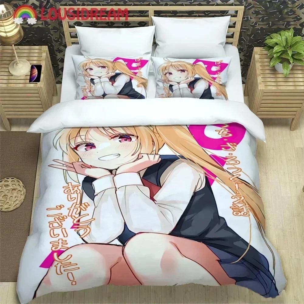 Anime Girl Lonely Rock Art Print Bedding set Printed Duvet Cover Pillowcase Single Double Queen Super King Size Sets