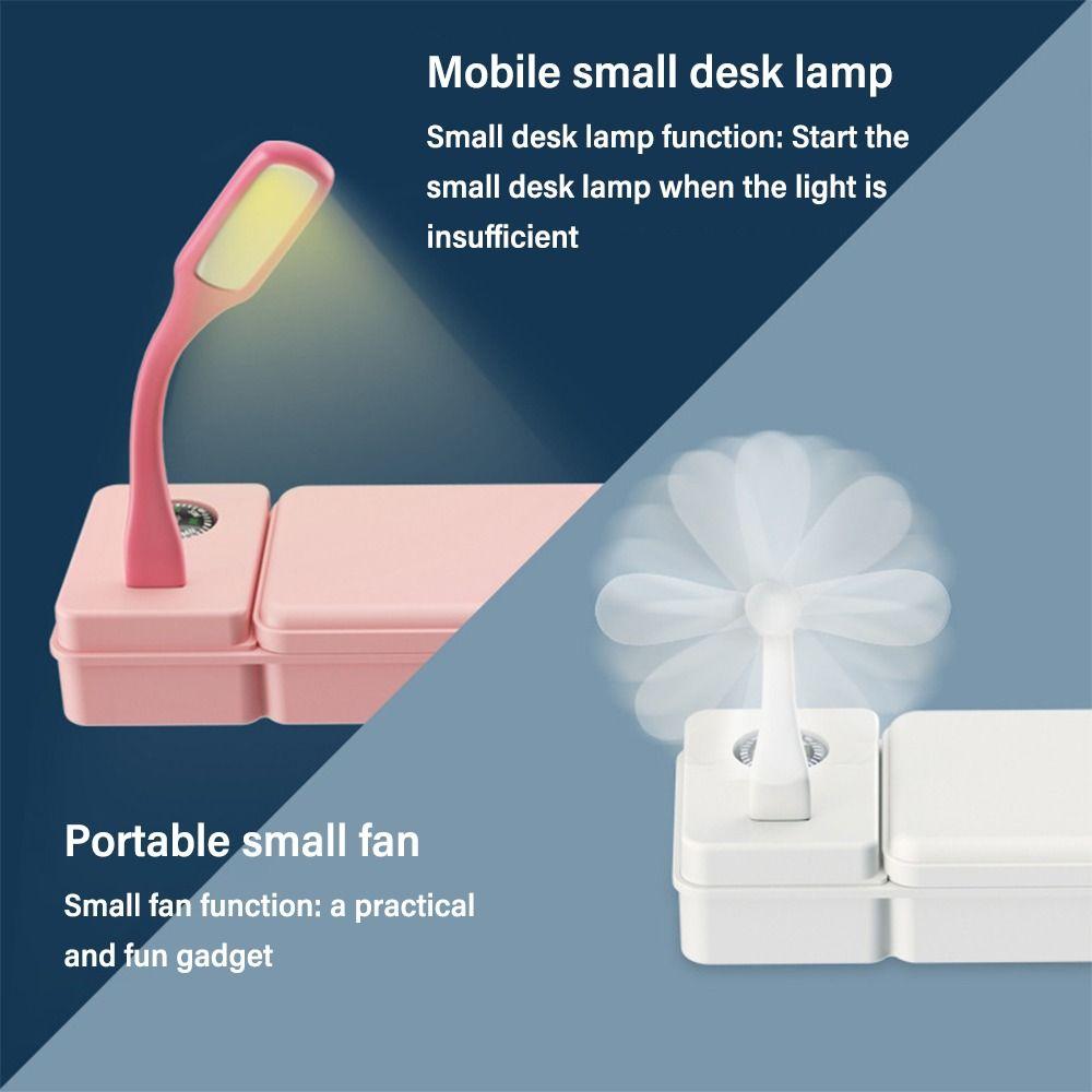 With Compass Pencil Box With Fan/Desk Lamp Stationery Organizer  For Boys/Girls