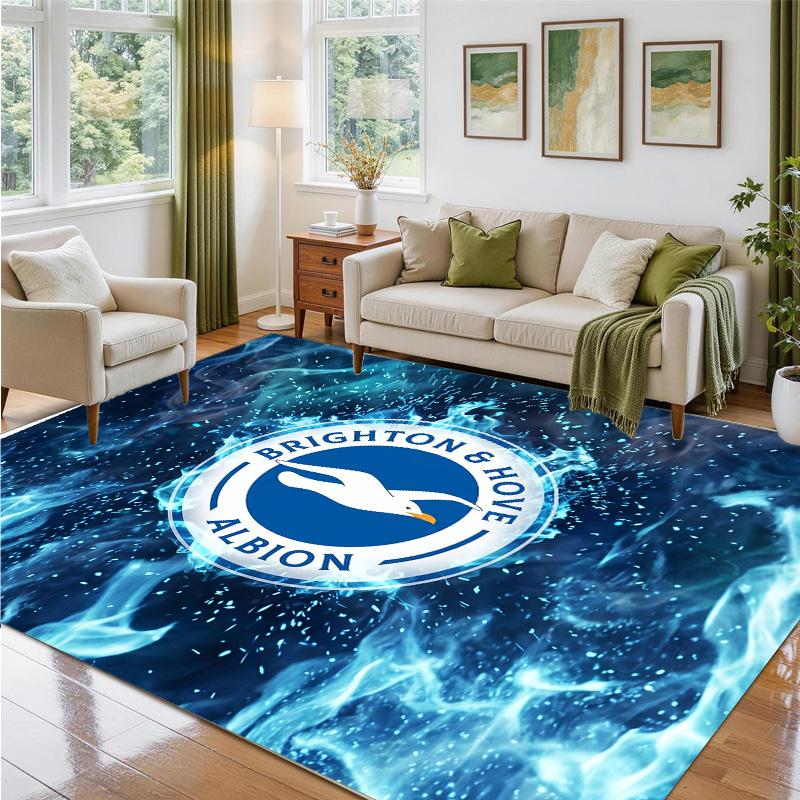 Brighton & Hove Albion Football Design Crystal Velvet Rug Soft Decorative Mat for Bedroom Entrance