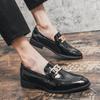 Fashion Autumn Oxford Business Men Leather Chain Designer Soft Casual Breathable Men's Loafers Flats Shoes Slip-on Driving Shoe