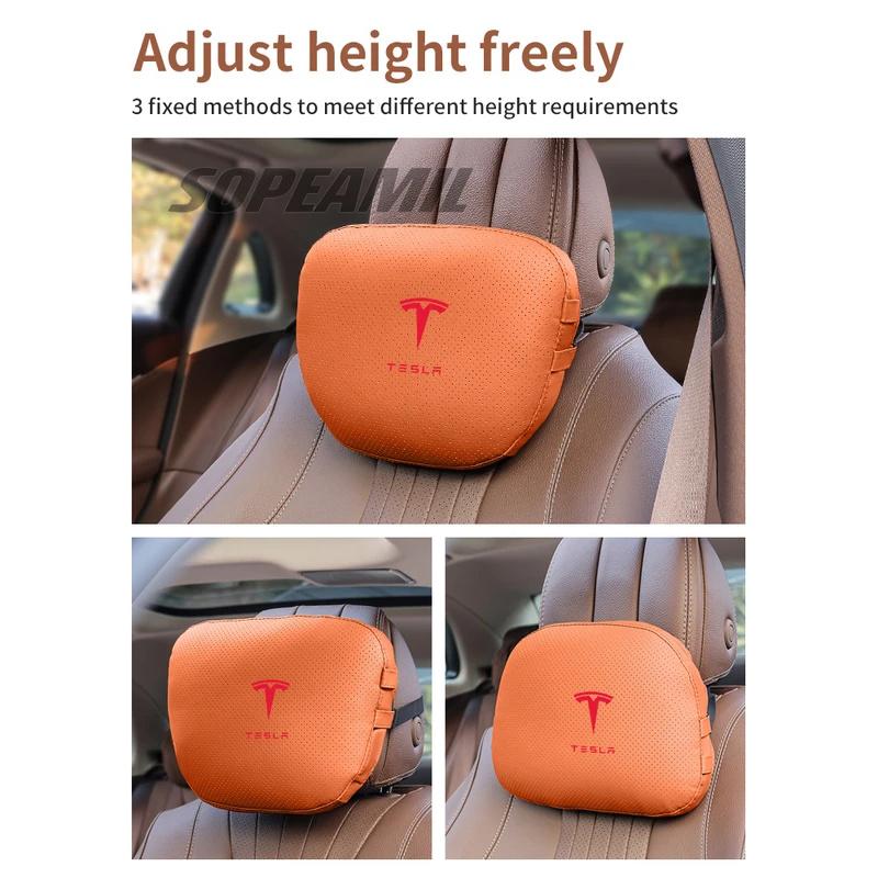 Tesla Cybertruck Model 3 Model Y Model S Model X Car Double-Sided Suede Leather Headrest Neck Support Pillow Seat Waist Cushion