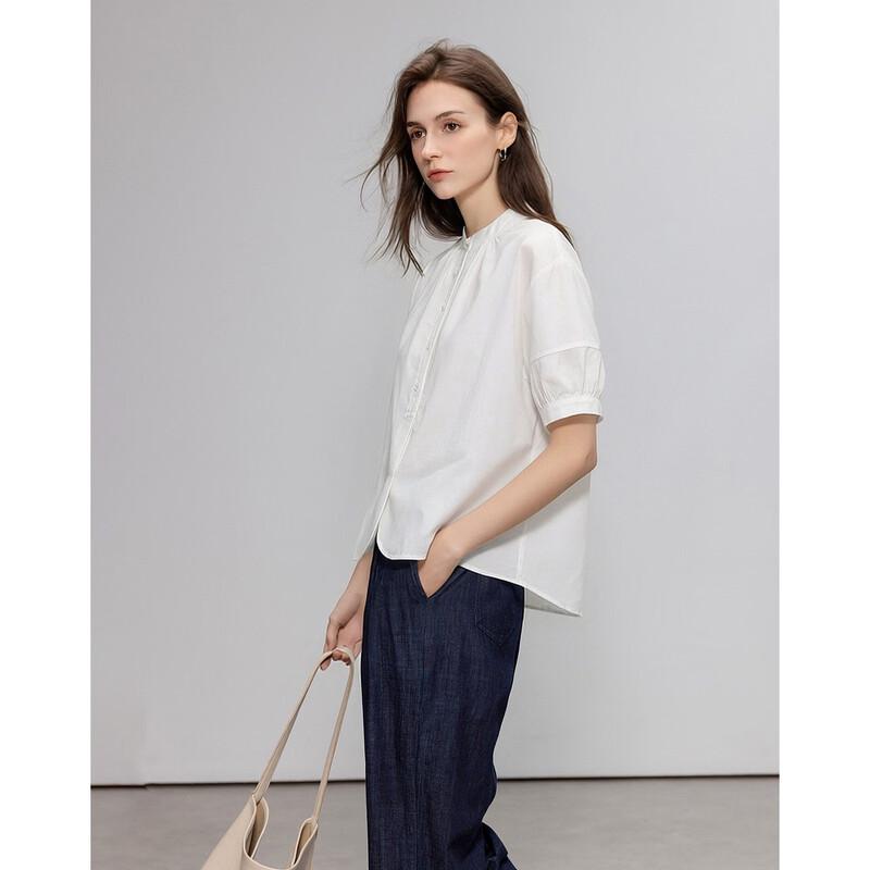 Demana French Retro Solid Round Neck Puff Sleeve Shirt