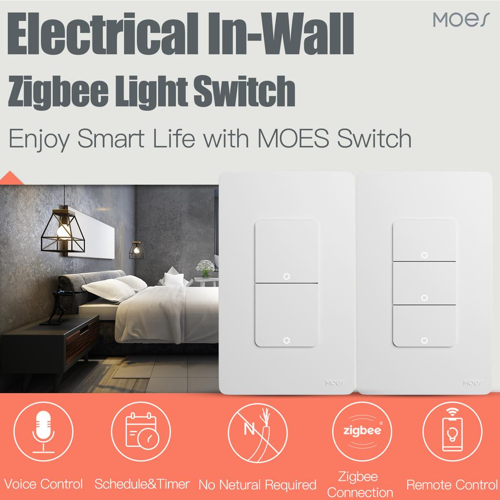 LangYeao Zigbee Smart Light Switch US Standard, No Neutral/Neutral Wire Optional 10A Works with Alexa Google Home