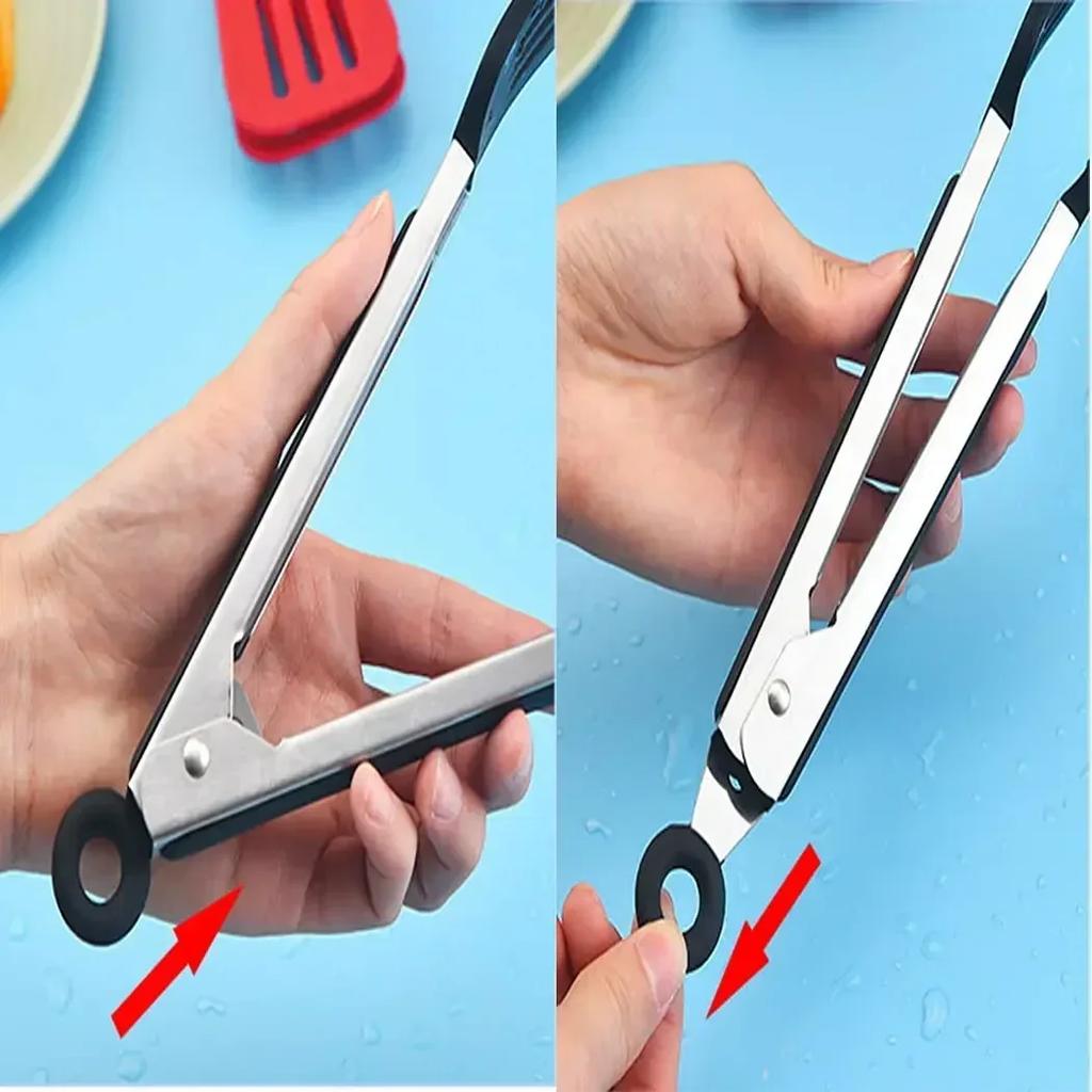 Pinze per barbecue in silicone Clip per barbecue Clip da cucina Pinze per alimenti in silicone Clip per alimenti Utensile da cucina per la casa Pala in acciaio inossidabile