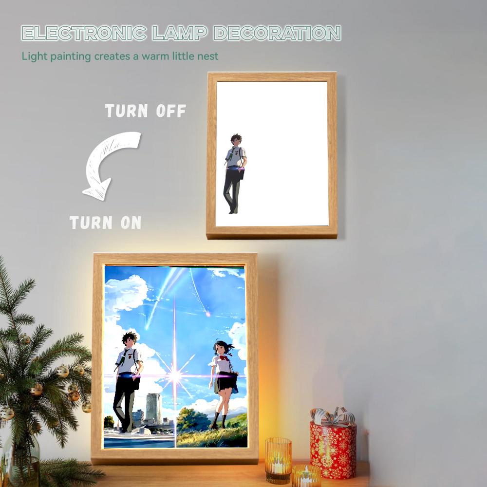 

Anime Figure Your name Light Painting Photo Frame Led Night Light Bedside Table Lamps Home Room Decor Xmas Gifts Moon Lamp USB