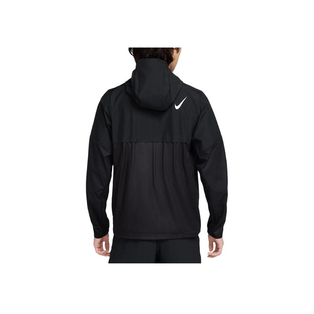 Nike Hooded Logo Print Zip Long Sleeve Breathable Running Jacket Men Jackets Black FZ9040-010