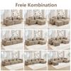 Modular Two-Seater Sofa with Two Stools, Without Struts, 32D High-Density Foam, Deep Seat, Soft Fabric, Ideal for Living Room and Apartment, Sand.