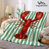 Aquarell Hummer Streifen Aufdruck Decke Geeignet für Sofas Betten Büros Reisen Campingstühle Warme Plüschdecke