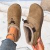 Women Autumn Winter Casual Shoes with Wide Toe Box, Fleece Lined Low Top Round Toe Comfort Walking Boots for Daily Wear