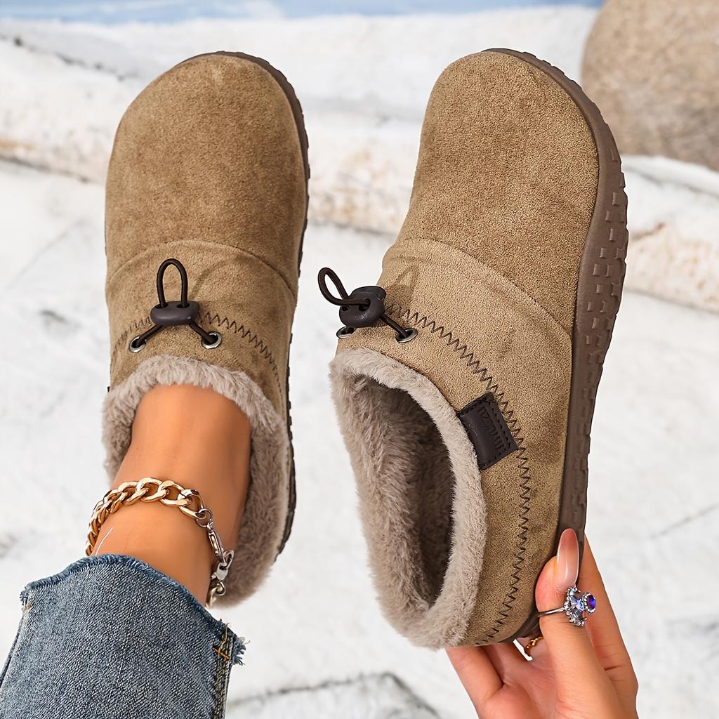 Women Autumn Winter Casual Shoes with Wide Toe Box, Fleece Lined Low Top Round Toe Comfort Walking Boots for Daily Wear