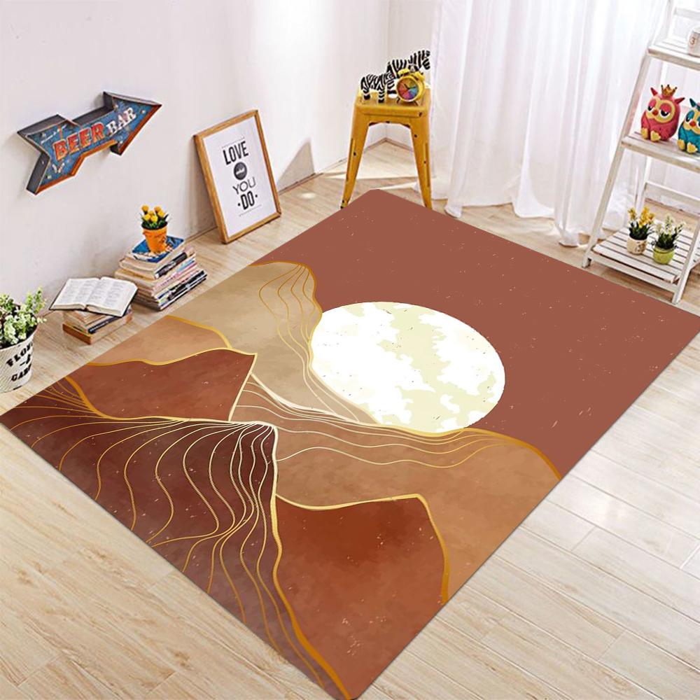 Desert Landscape Carpet Mat Rug Cactus Sun Moon Earth Tones Design Home Decoration for Living Room Bedroom Minimalist Floor Mat