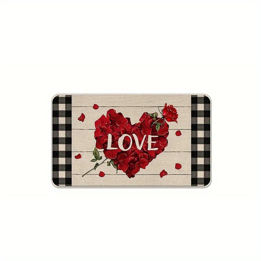 1Pcs Valentine's Day Floor Mat Modern Kitchen polyester Rug Non-Slip Colorful Indoor Carpet, For Home Bathroom Bedroom Living Room Decor
