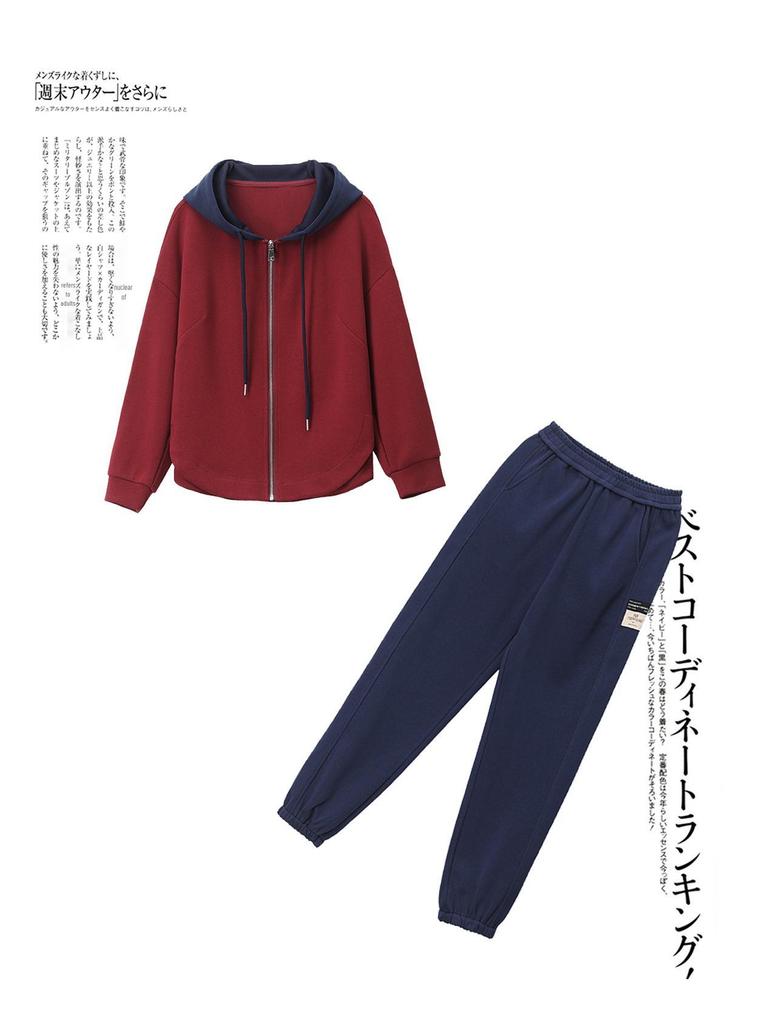 Set Hanorac Sportiv Mărimi Mari pentru Femei - Ținută Elegantă de Toamnă din Două Piese pentru Mame de Vârstă Mijlocie