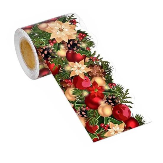 Weihnachts-Pinnwand-Bordüre Aufkleber Weihnachtsblumen-Zierbordüre Selbstklebende Etikettenaufkleber