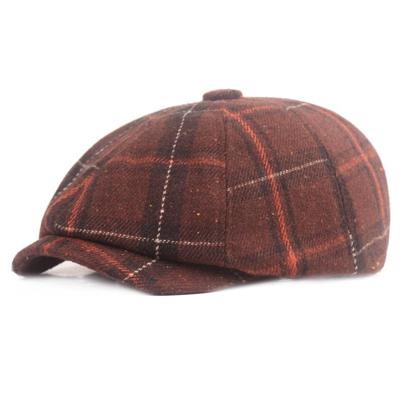 Bavlněný baret Pánská malířská čepice Newsboy čepice Klobouk Rybí kost Osmihranný klobouk