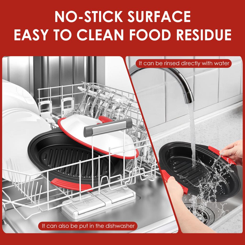 Microwave Grill Pan Multi-purpose Microwave Grill Pan with Cover Frying Pans Non-stick Microwaves Bacon Cooker Trays for Kitchen