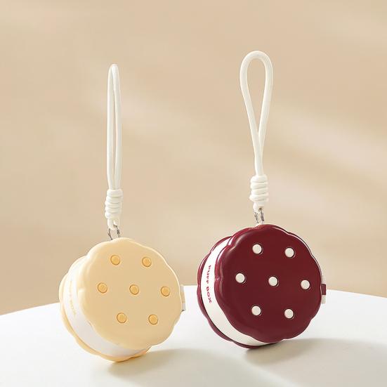 Round Powder Puff Box Double-Tier Wet And Dry Separation Makeup Puff Case Portable Makeup Sponge Organizer with Lanyard for Women Girls Travel Storage