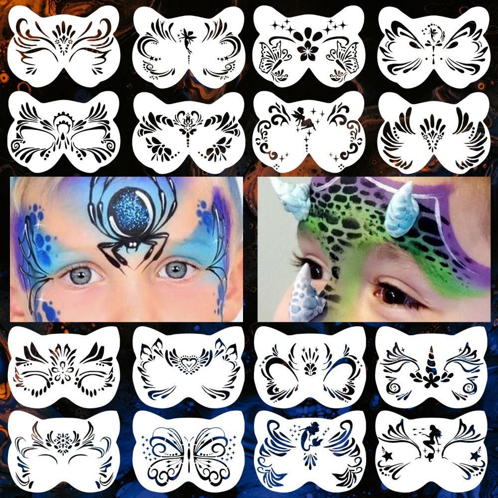 8Pcs Face Tattoo Face Painting Stencils Multiple Pattern Face Paint Templates Adults Kids