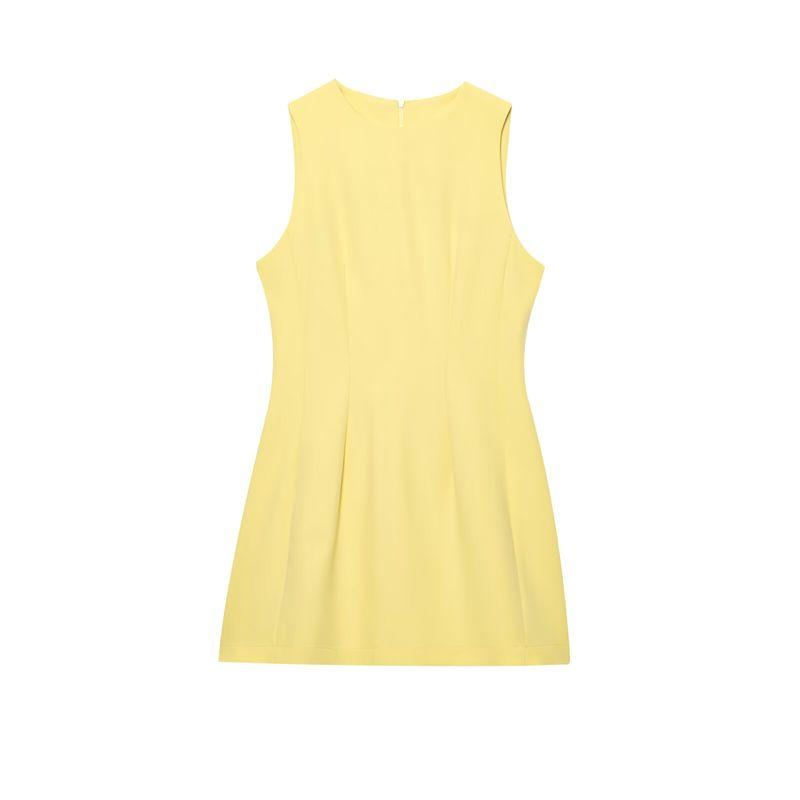 Zbzr Spring New Arrival Women's Clothing Fashion Style Easiest for Match Slim Looking Fluffy round Neck Short Sleeveless Dress 3123281