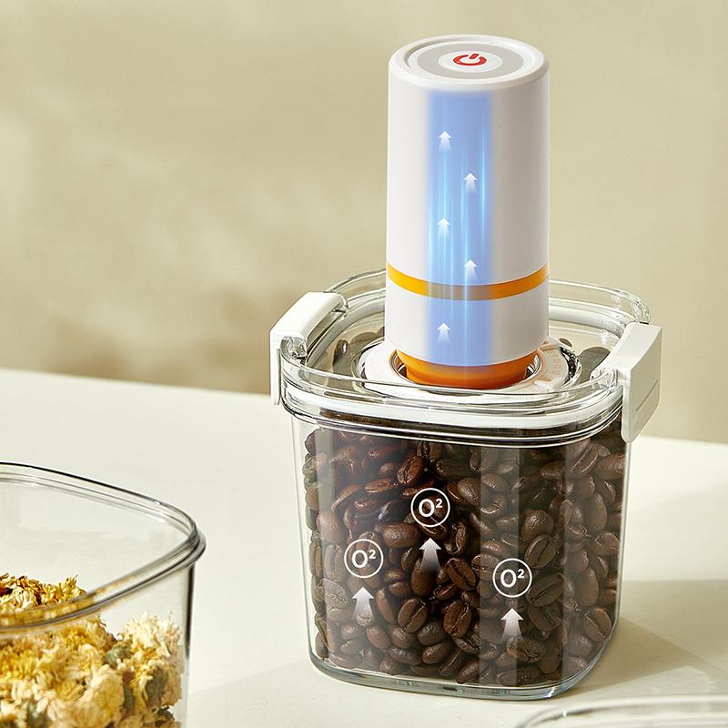 Plastic Vacuum Sealed Tank Electric Coffee Vacuum Container Kitchen Food Grains Candy Storage Box Fresh-Keeping Tea Canister