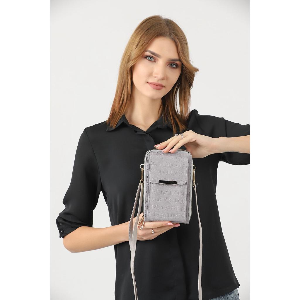 Unique Market Schwarze Damen-Handy-Umhängetasche mit 3 Fächern