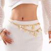 Gold Tone Waist Chain Fashionable Belly Chain with Sea Star and Faux Pearls Design for Ocean Charm Style
