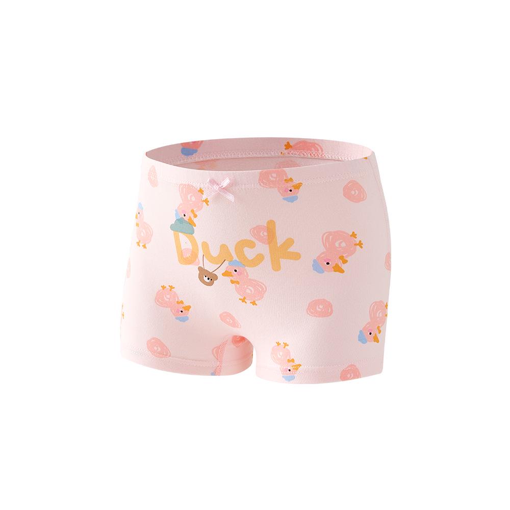 Paissen Bear Pure Cotton Girls' Antibacterial Boxer Briefs - 4-Pack Cartoon Shorts