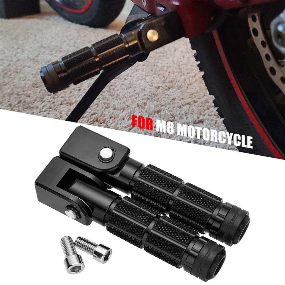 

1Pair Rear Set Passengers Footrest M8 90 Degrees Foldable For BMW Honda Kawasaki