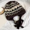 Ethnisches Muster Ohrenklappenmütze Gestrickte Beanies für den täglichen Gebrauch Erwachsene Unisex Acryl Totenkopfmütze für Outdoor Radfahren Spazierengehen