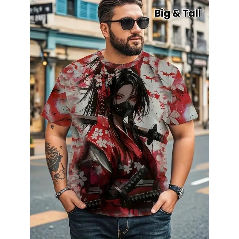 

Летний топ с круглым вырезом и 3D-принтом аниме-персонажа, модные повседневные мужские футболки с коротким рукавом XS