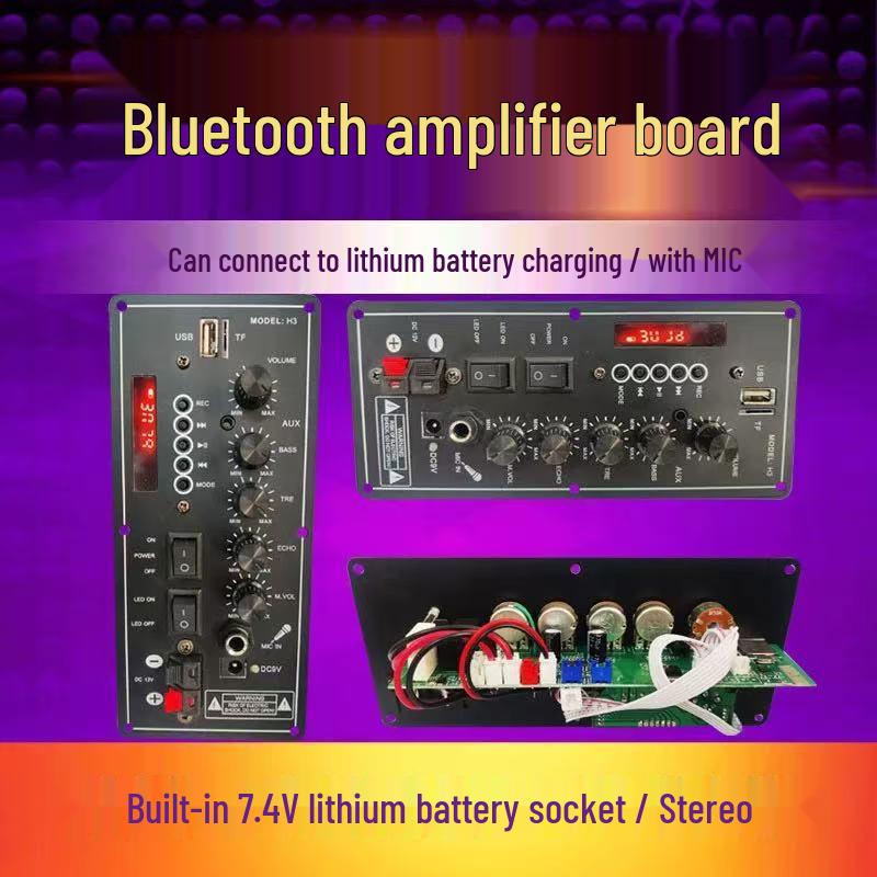 

Outdoor Bluetooth Amplifier Board with 7.4V Lithium Battery for Car Speakers and Square Dance Music