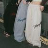 American-Style Grey Hip Hop Jazz Pants: Embroidered Loose Fit Wide-Leg Autumn Joggers
