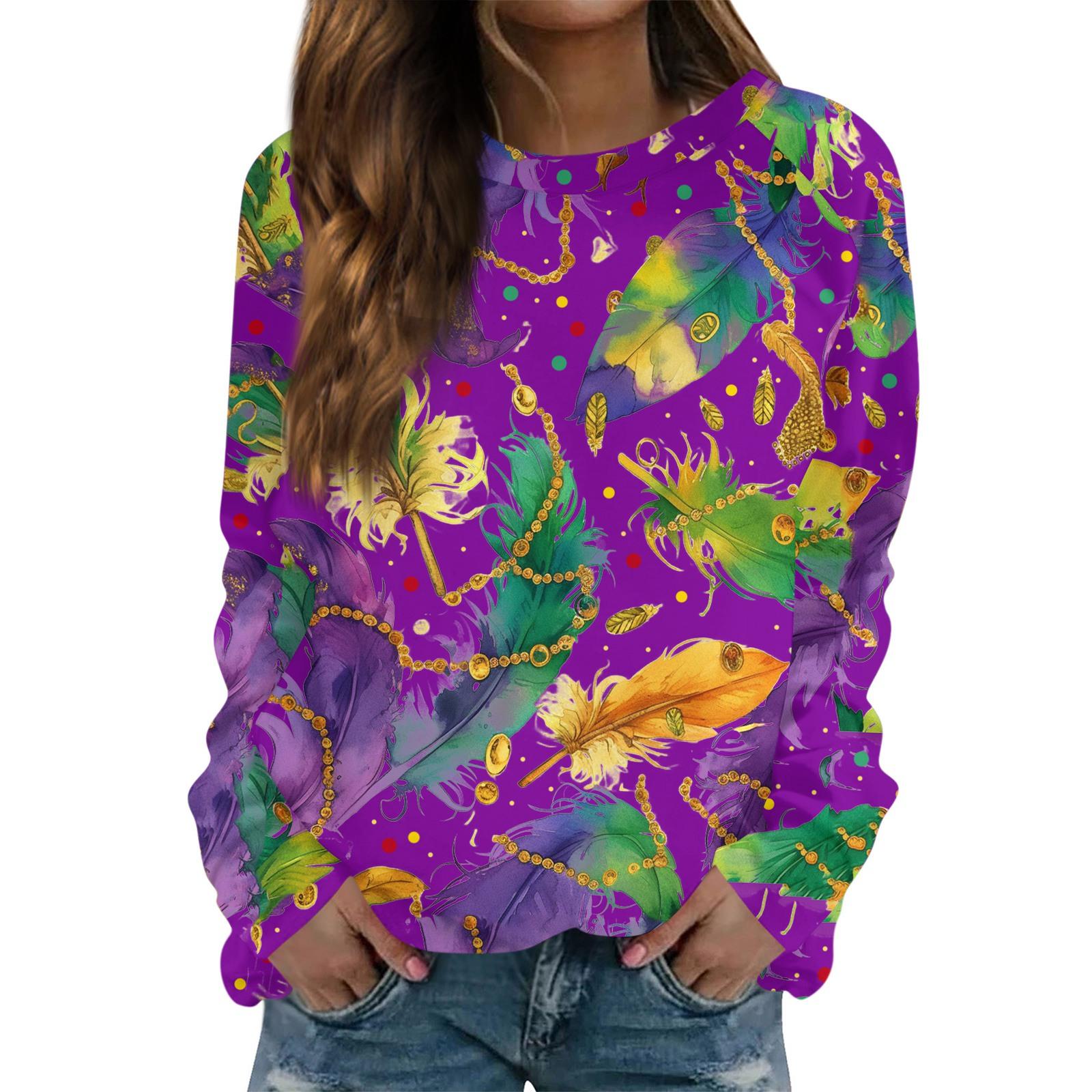 

Круглый вырез с длинным рукавом толстовки для женщин принт графический топ повседневные базовые топы пуловер XXL