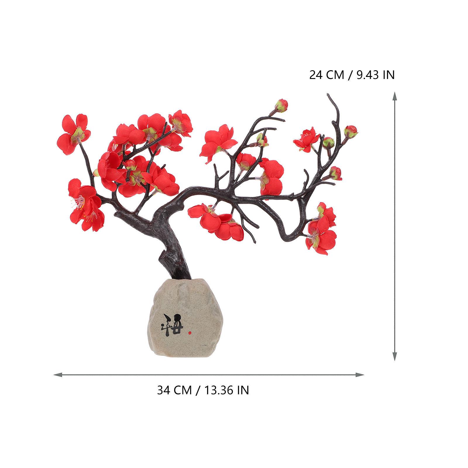 Artificial Red Plum Blossom Branch Simulation Flower Ornament Decorative Piece for Home Wedding Party Artificial Plum Blossom 34X24X7CM