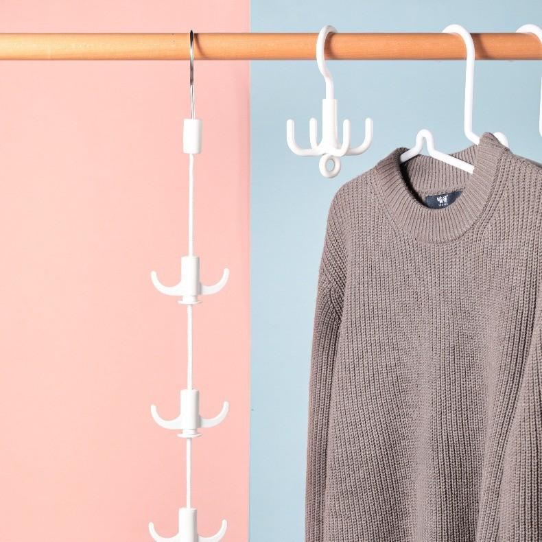 Plastic Multiarm Closet Hook With Rotating Fourclaw Design For Home Organization