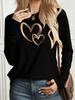 Damen Frühling und Herbst Baumwolle Mode Lässig Locker 3D Muster Bedruckt Rundhals Langarm T-Shirt Oberteil Weihnachts-T-Shirt