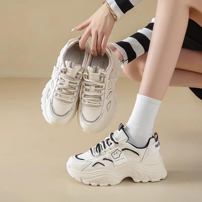 Women's Sports Shoes  Summer Leather Breathable Casual Versatile Dad Shoes