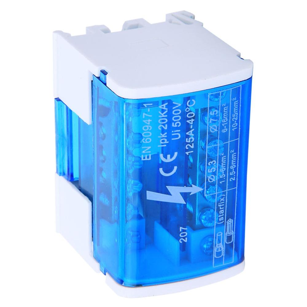 207 Terminal Distribution Box Single Phase 125A Din Rail Terminal Block Distribution Box with Dust Cover 2-Level