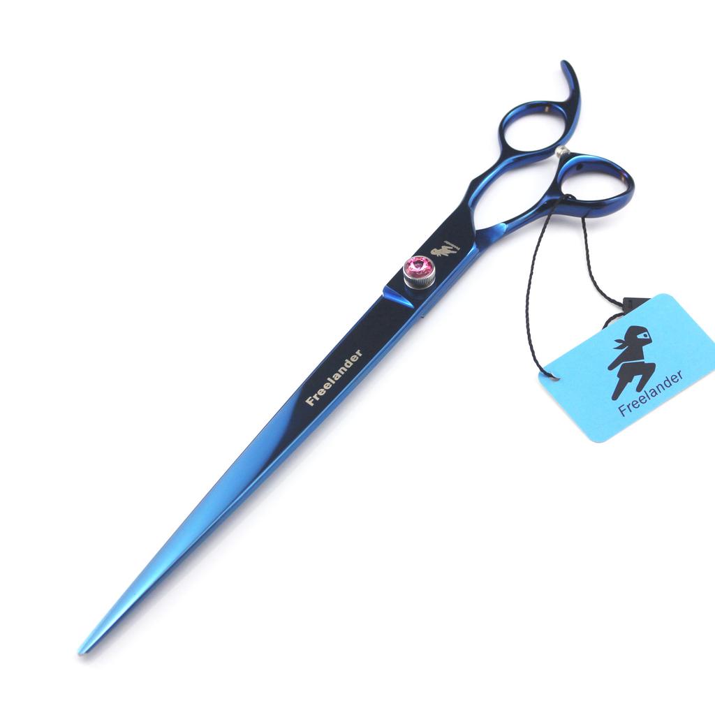 440C 10-Inch Pet Scissors, Blue, Hand-Shaped, Straight Scissors, Pet Grooming Scissors, Foreign Trade Goods