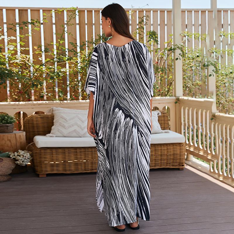 European-American Cotton Tie-Dye Beach Dress: Loose Robe & Bikini Cover-Up