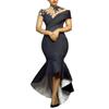 Women's New Black Mermaid Long Dress, Sexy Bodycon Party Evening Gown, European American Trendy Formal Dress