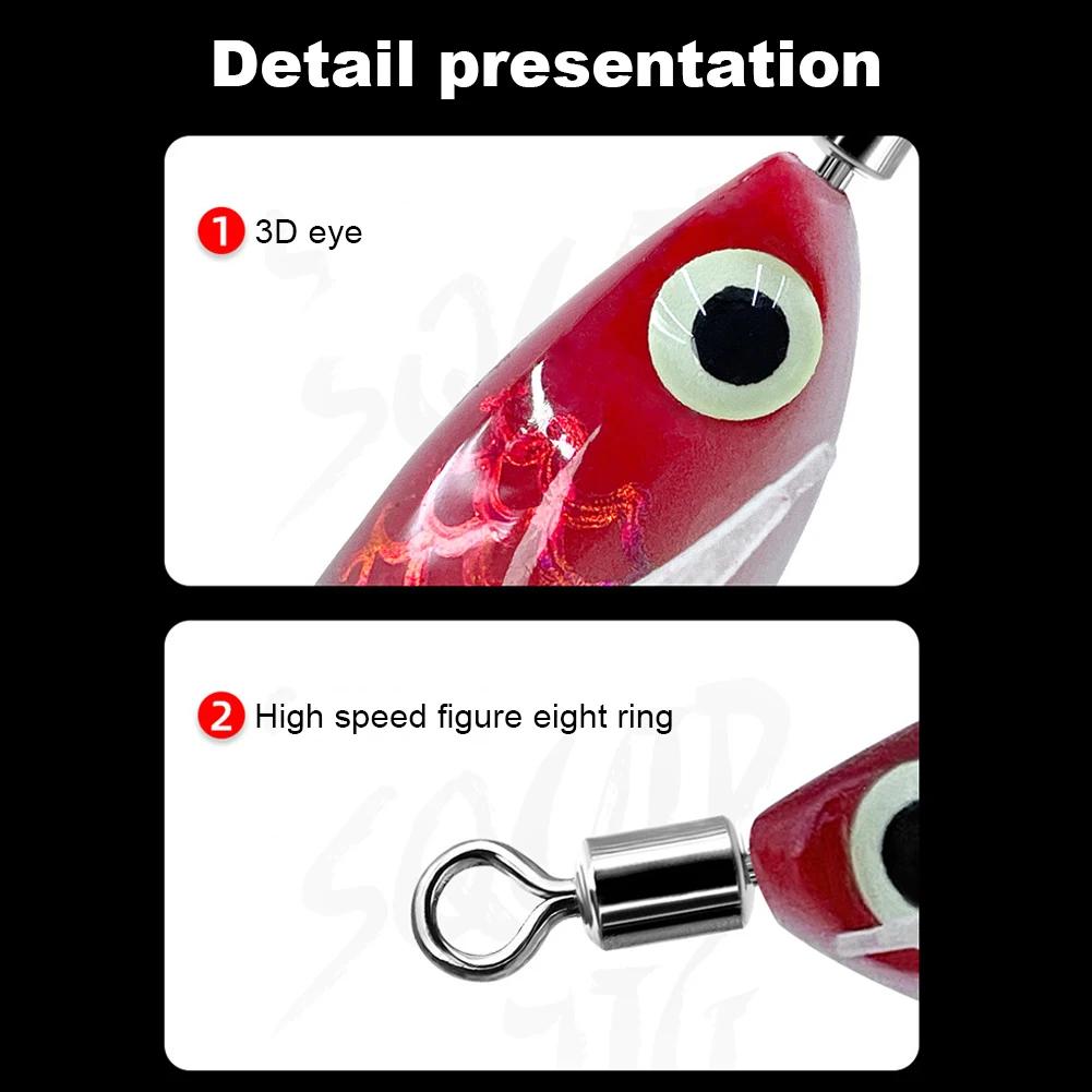 1-3PC Luminous Squid Hook Fishing Lure Double Hook Glow In The Dark Wood Shrimp with 3D Eyes Fake Octopus Bait for Night Fishing