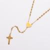 Pendentif Croix Plaqué Or 18K Imperméable Bijoux Collier Chapelet en Acier Inoxydable pour Femmes